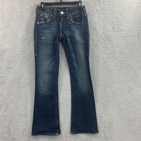 Y2K 90s True Religion Jeans Thick Stitch Boot Cut Blue WC92317QV Sz 27 X31 USA - Picture 2 of 15